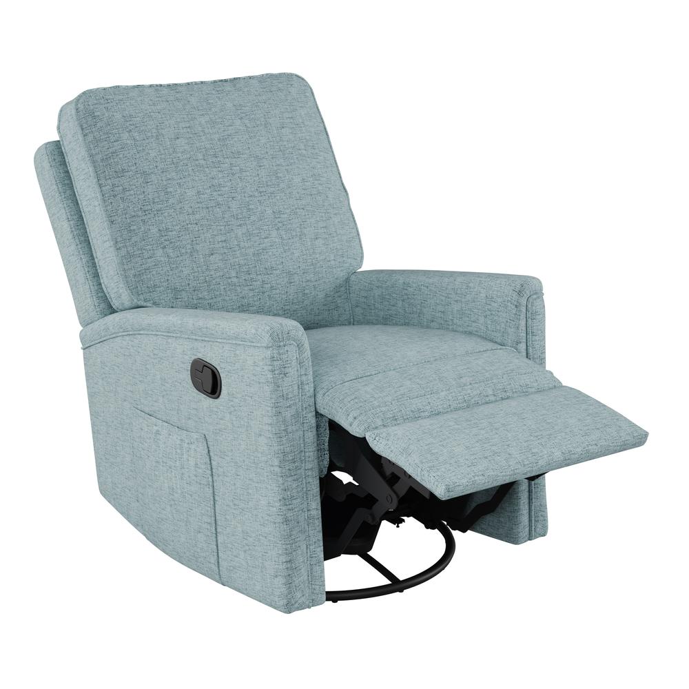 CorLiving Swivel Glider Recliner Chair, Blue. Picture 4