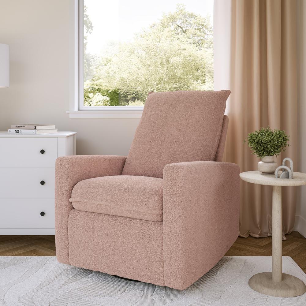 CorLiving Boucle Glider Recliner Chair, Pink. Picture 2
