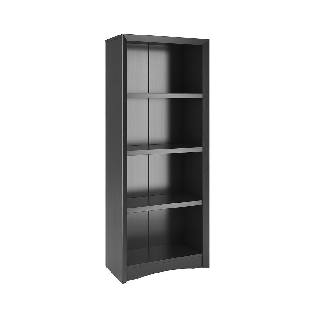 Quadra 59" Tall Bookcase in Black Faux Woodgrain Finish. Picture 1