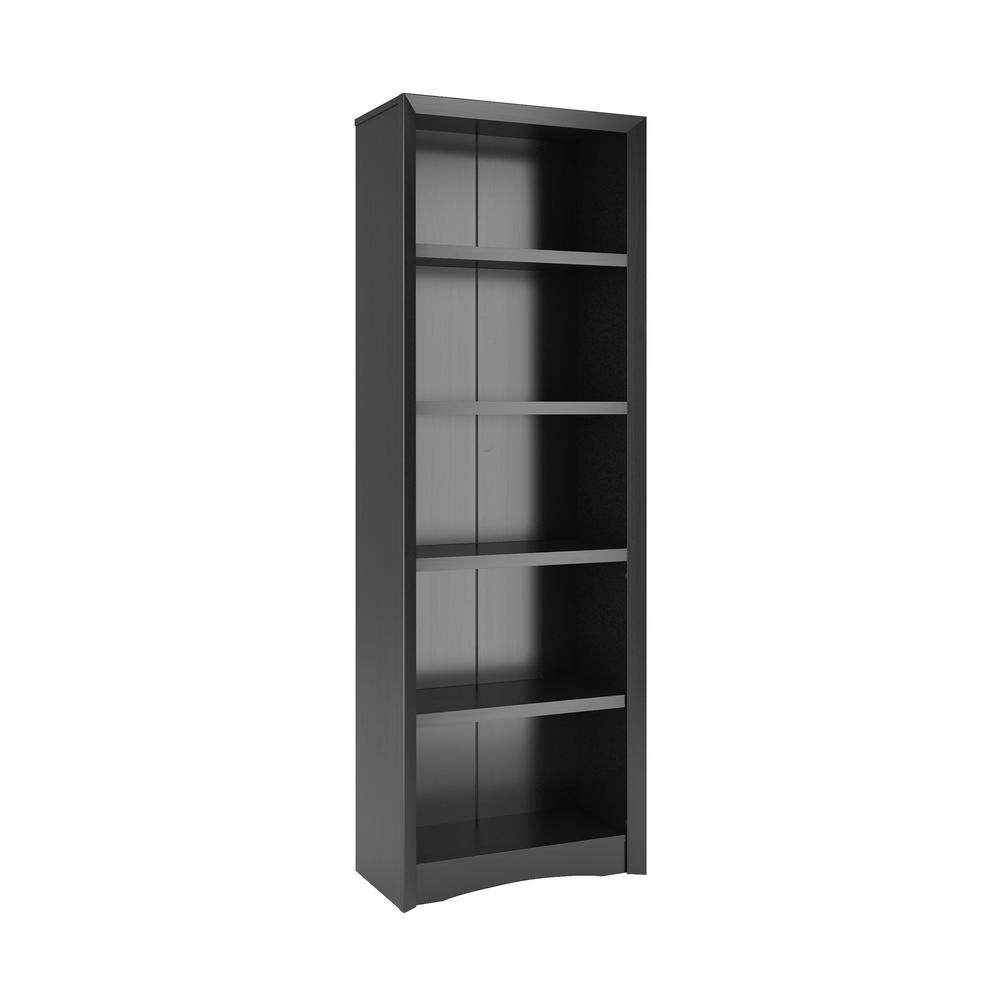 Quadra 71" Tall Bookcase in Black Faux Woodgrain Finish. Picture 1
