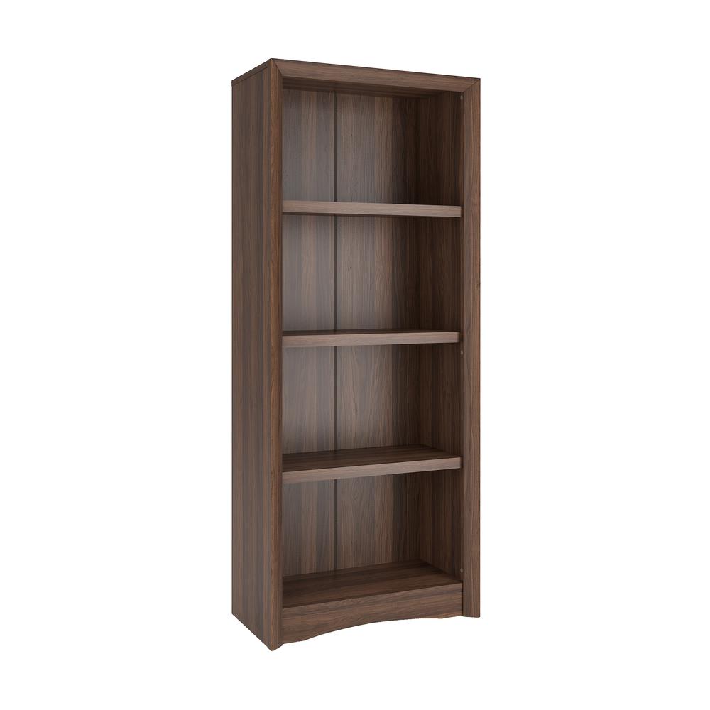 Quadra 59" Tall Bookcase in Walnut Faux Woodgrain Finish. Picture 1
