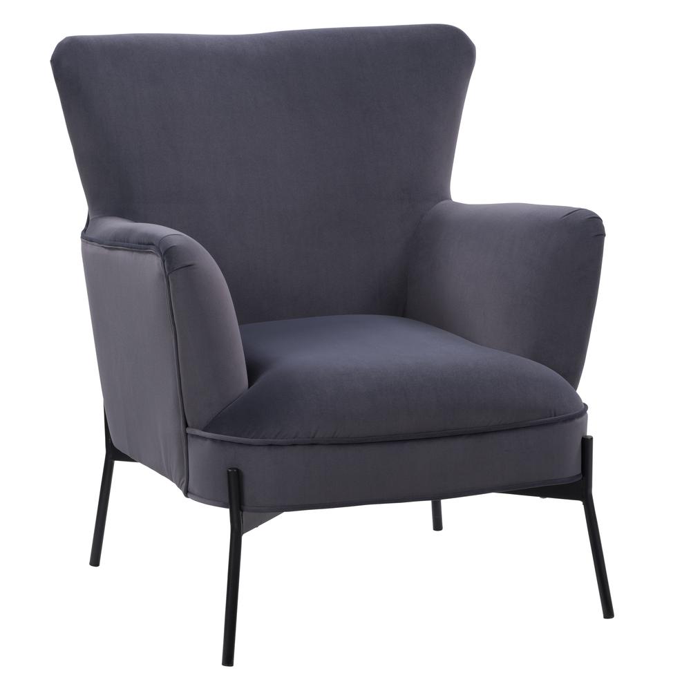 CorLiving Elwood Wingback Accent Chair in Grey Grey. Picture 3