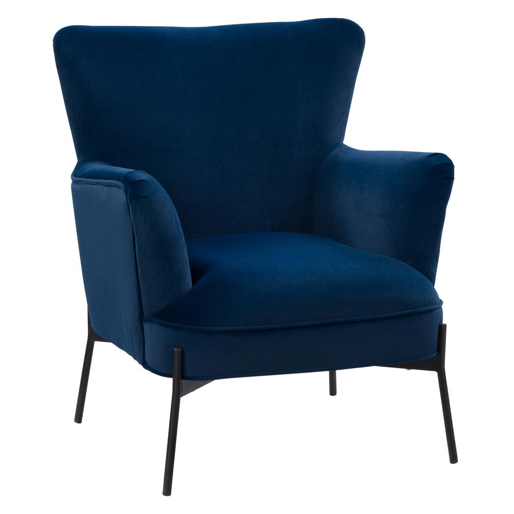 CorLiving Elwood Wingback Accent Chair in Blue Blue. Picture 3
