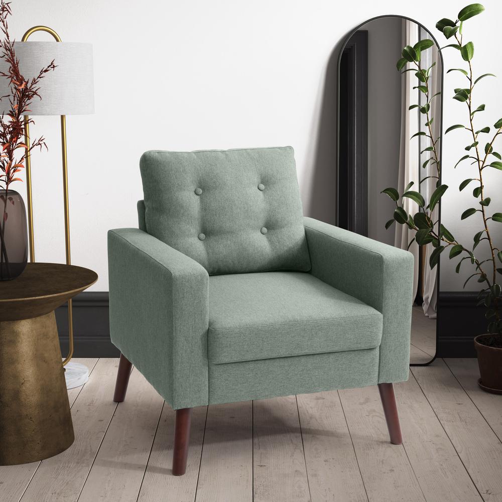 CorLiving Elwood Tufted Accent Chair in Light Green Green. Picture 6