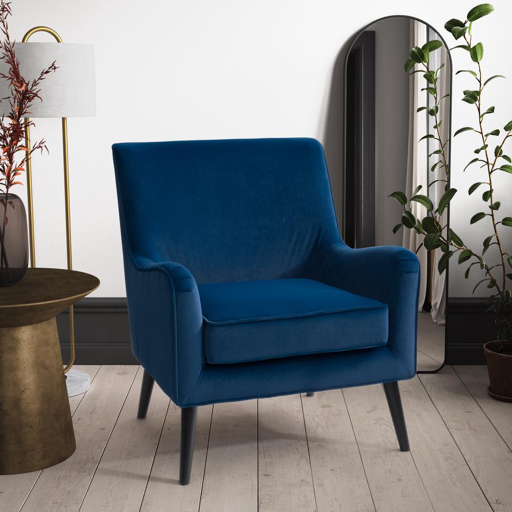 CorLiving Elwood Modern Accent Chair in Blue Dark Blue. Picture 2
