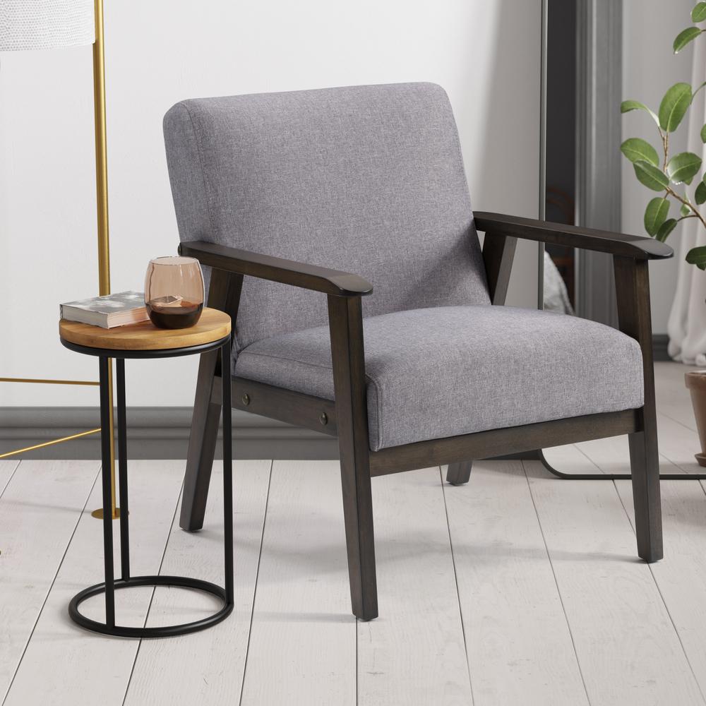 CorLiving Greyson Wood Armchair Light Grey. Picture 6