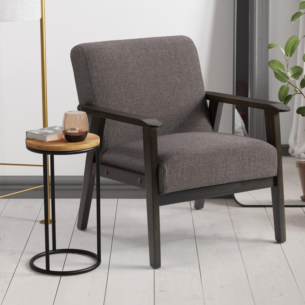 CorLiving Greyson Wood Armchair Charcoal Brown. Picture 6