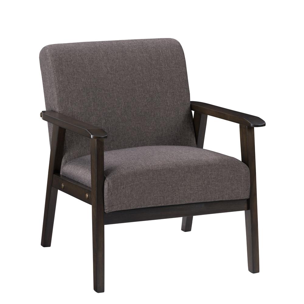 CorLiving Greyson Wood Armchair Charcoal Brown. Picture 2
