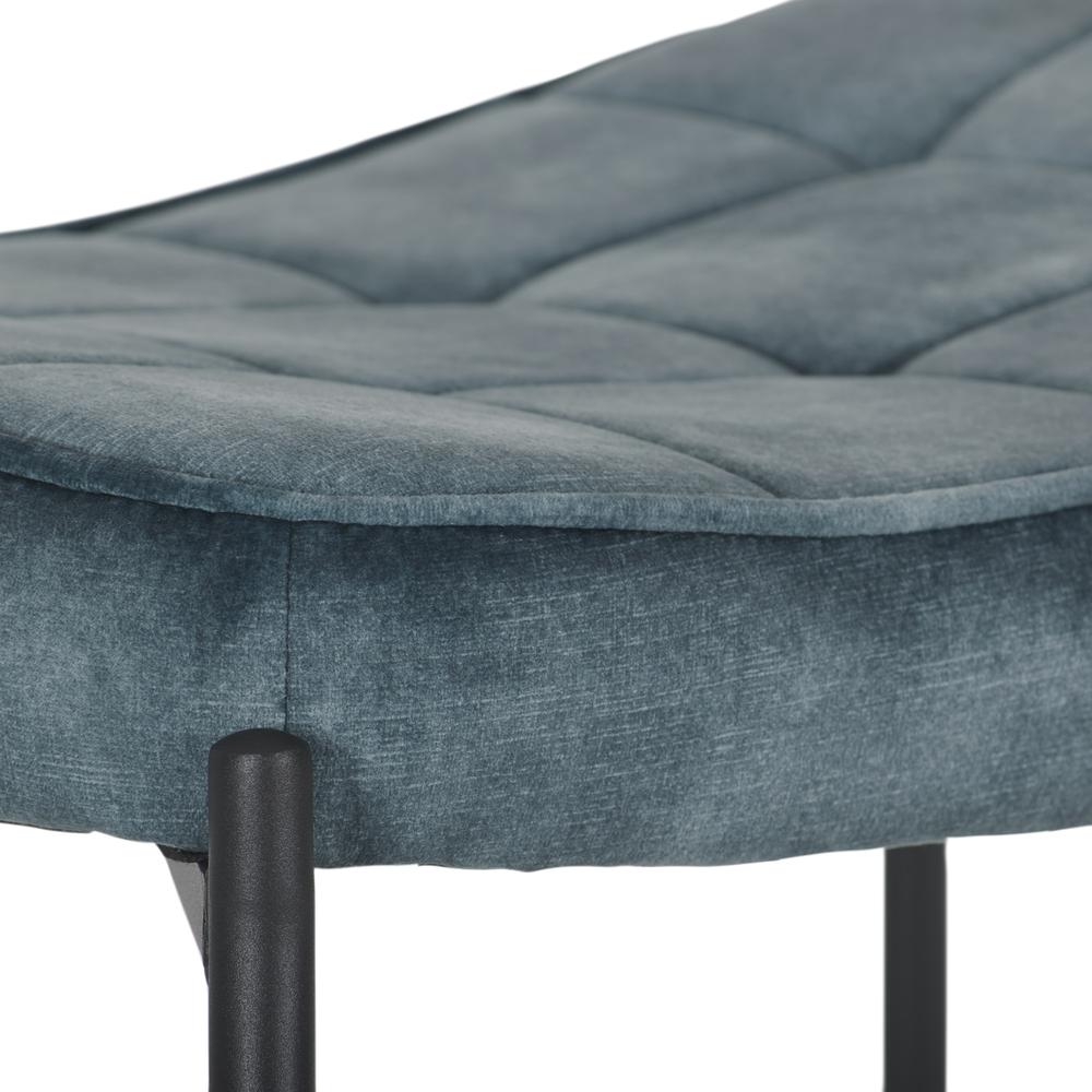 CorLiving Velvet Accent Chair with Stool, Dark Teal. Picture 9
