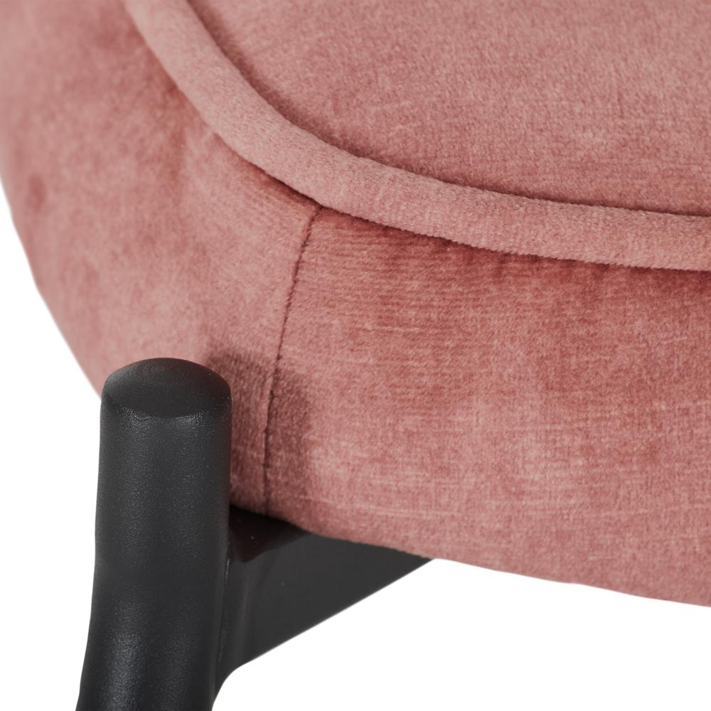 CorLiving Velvet Accent Chair with Stool, Pink Salmon. Picture 10