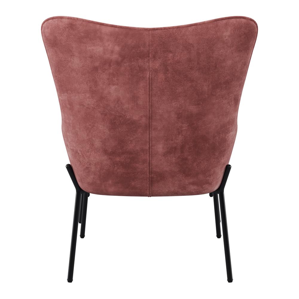 CorLiving Velvet Accent Chair with Stool, Pink Salmon. Picture 4