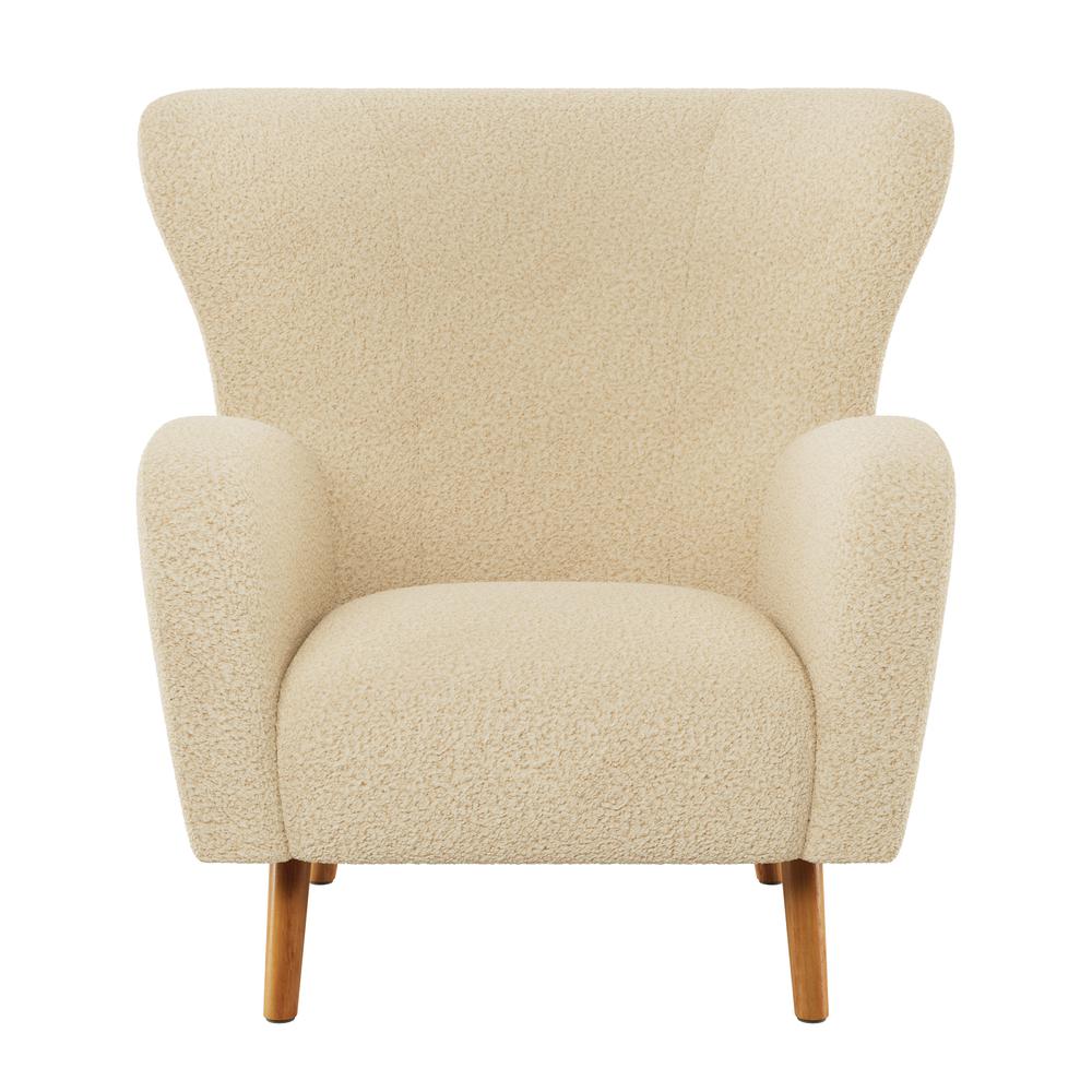 CorLiving Boucle Wing Accent Chair, Cream. Picture 1