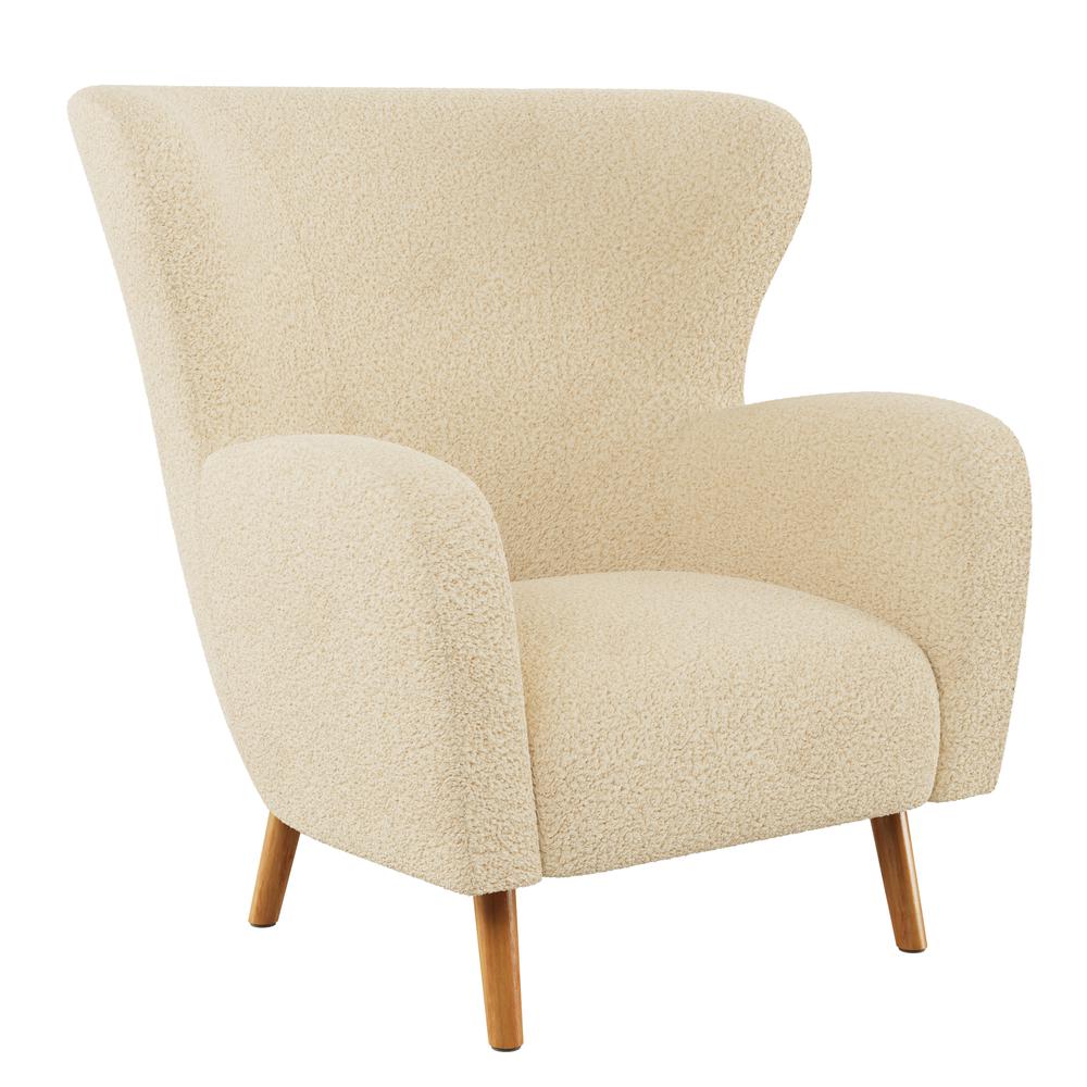 CorLiving Boucle Wing Accent Chair, Cream. Picture 2