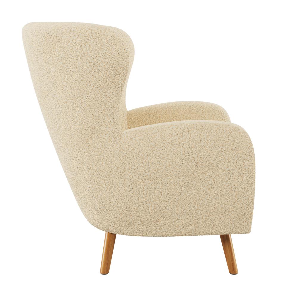 CorLiving Boucle Wing Accent Chair, Cream. Picture 3