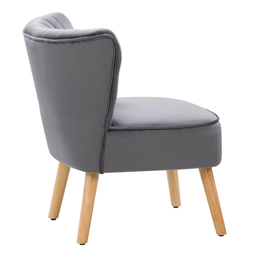 CorLiving Lynwood Grey Velvet Accent Chair. Picture 4