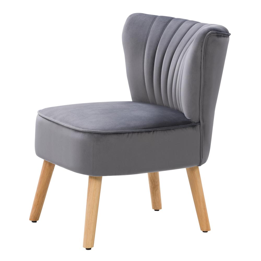 CorLiving Lynwood Grey Velvet Accent Chair. Picture 7