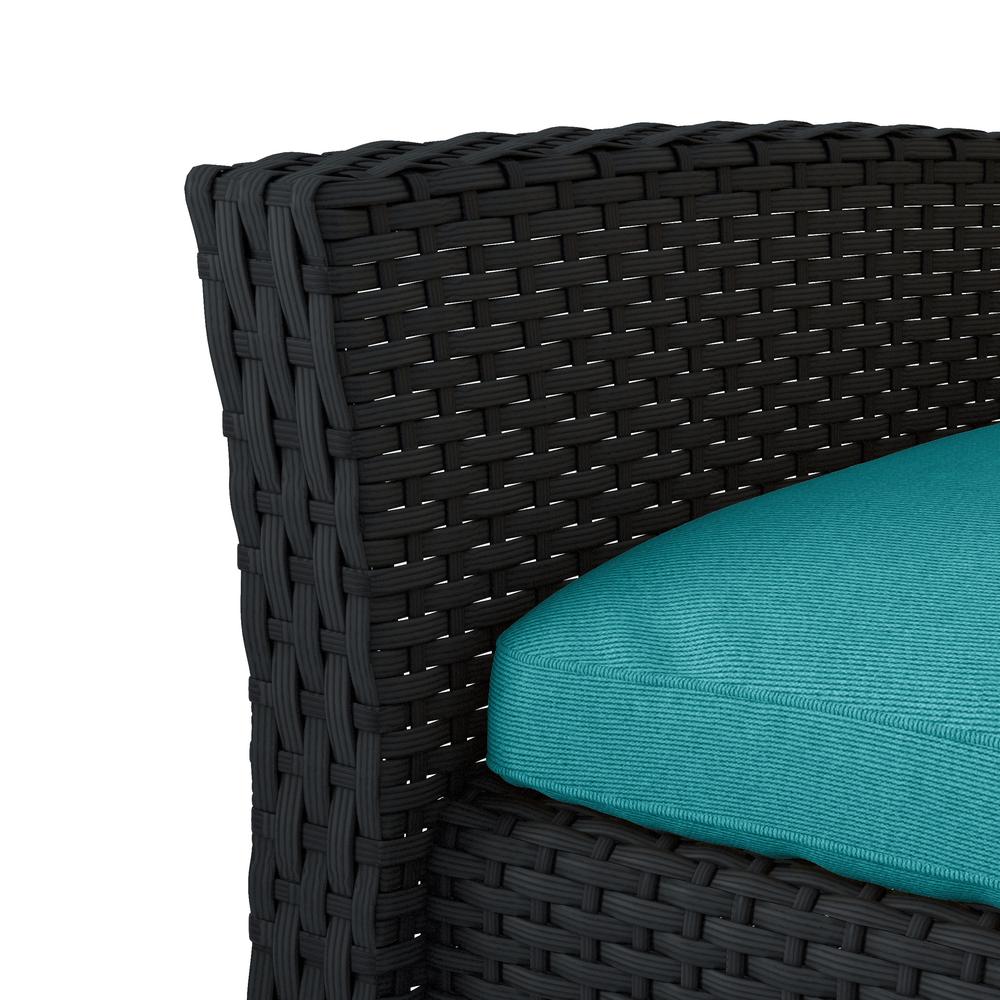 Cascade 4pc Black Resin Rattan Wicker Patio Set with Blue Cushions. Picture 8