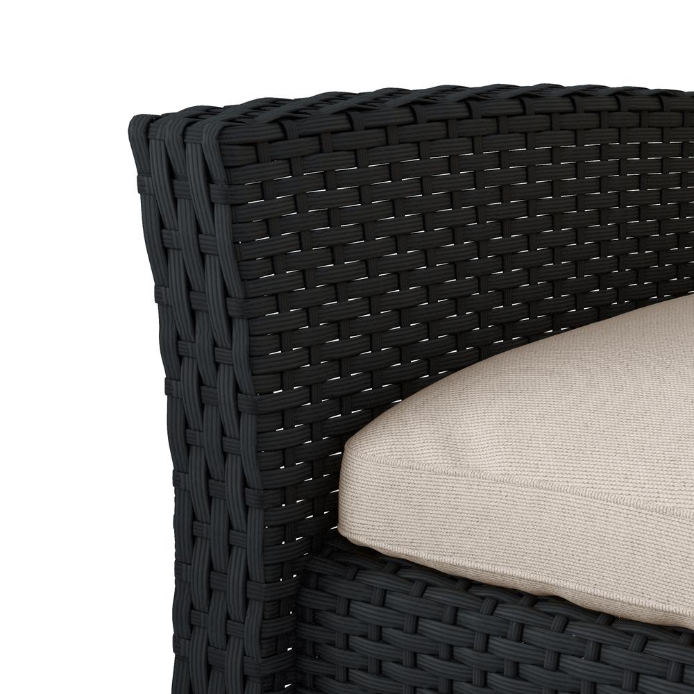 Cascade 4pc Black Resin Rattan Wicker Patio Set with Warm White Cushions. Picture 8