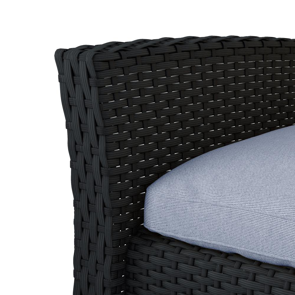 Cascade 4pc Black Resin Rattan Wicker Patio Set with Light Blue Cushions. Picture 8