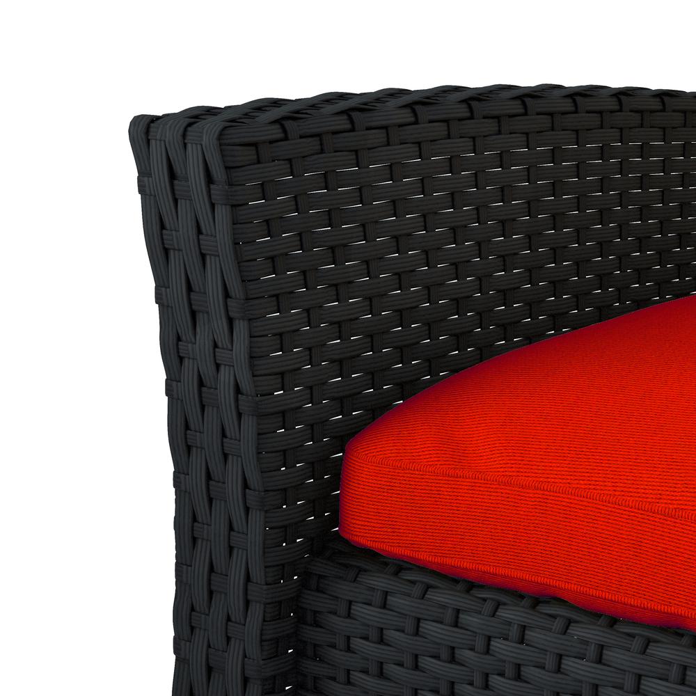 Cascade 4pc Black Resin Rattan Wicker Patio Set with Red Cushions. Picture 8