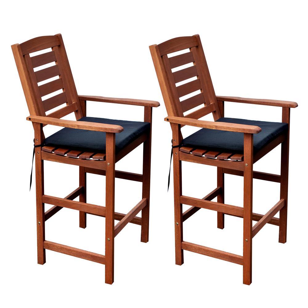 Miramar Cinnamon Brown Hardwood Outdoor Bar Height Chairs, Set of 2. Picture 1