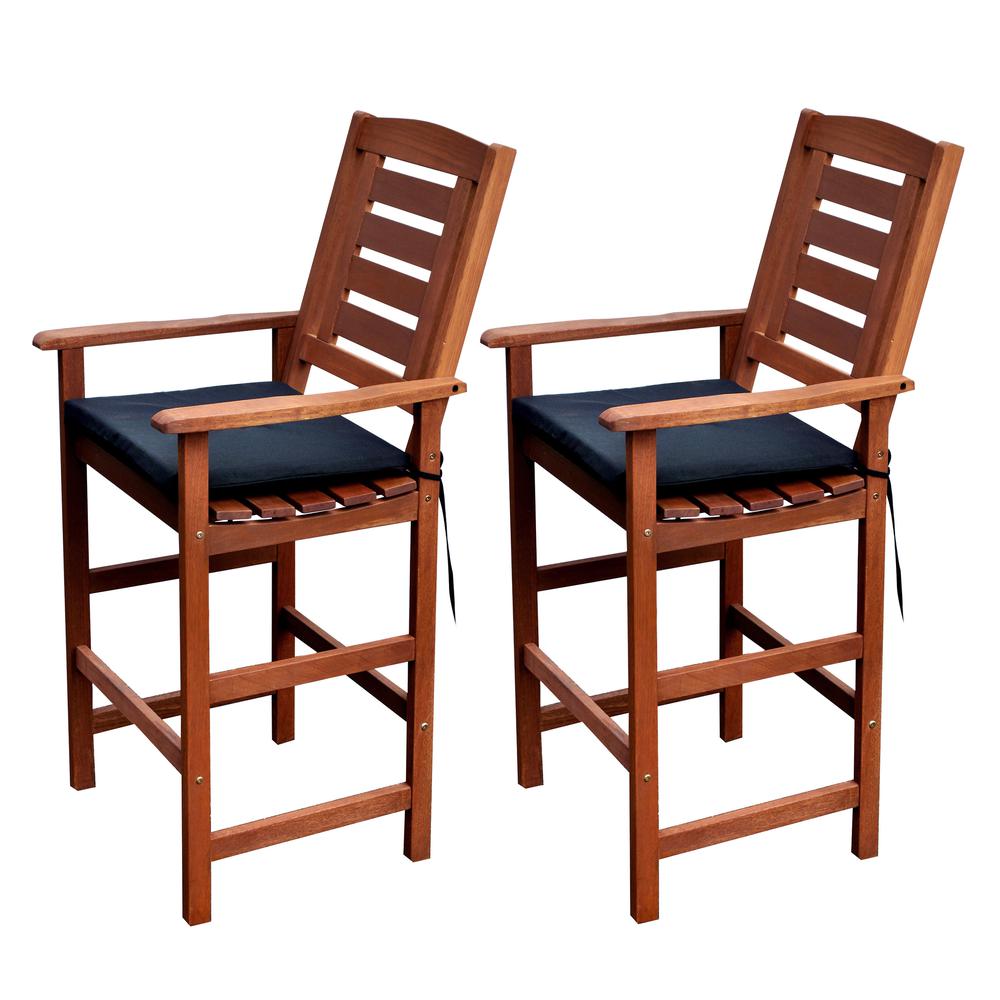 Miramar Cinnamon Brown Hardwood Outdoor Bar Height Chairs, Set of 2. Picture 2