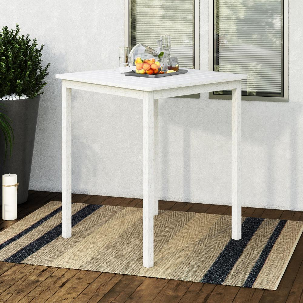 CorLiving Whitewashed Hardwood Outdoor Bar Height Table. Picture 2
