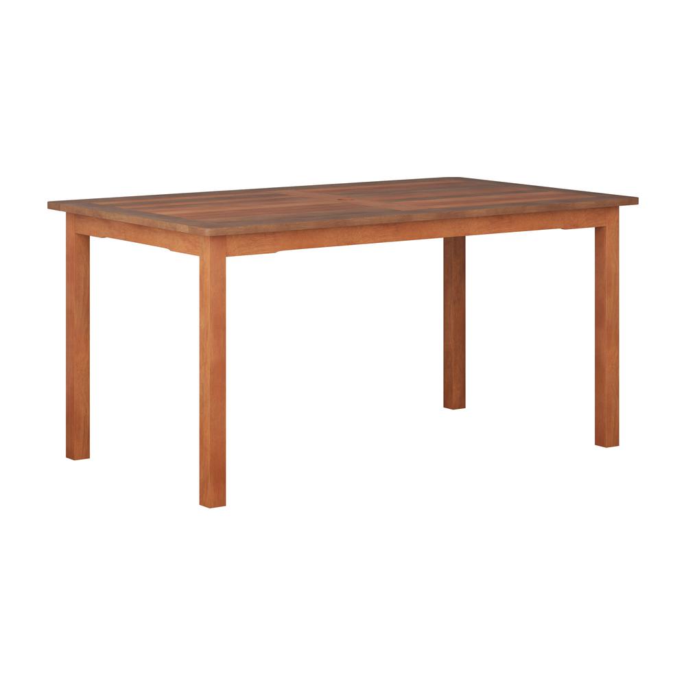 CorLiving Miramar Natural Hardwood Outdoor Dining Table. Picture 1