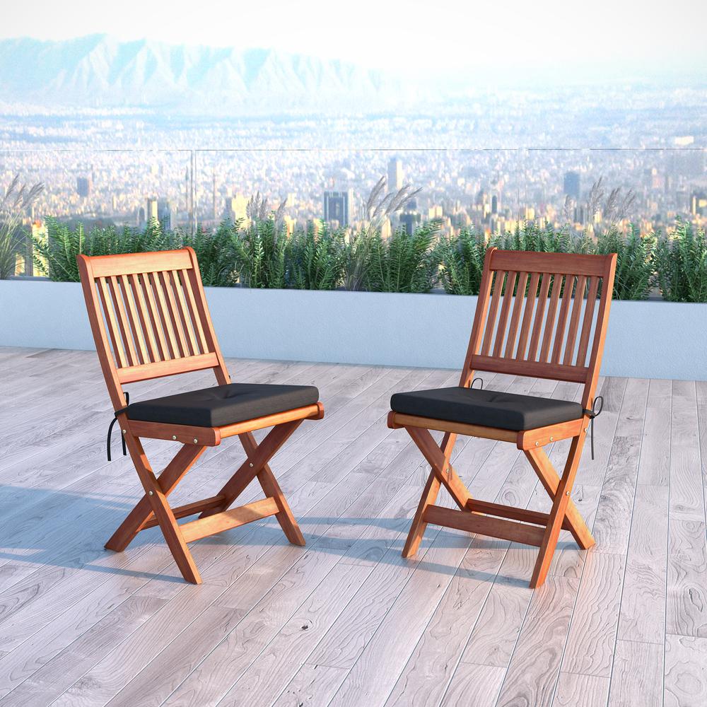Miramar Cinnamon Brown Hardwood Outdoor Folding Chairs, Set of 2. Picture 3