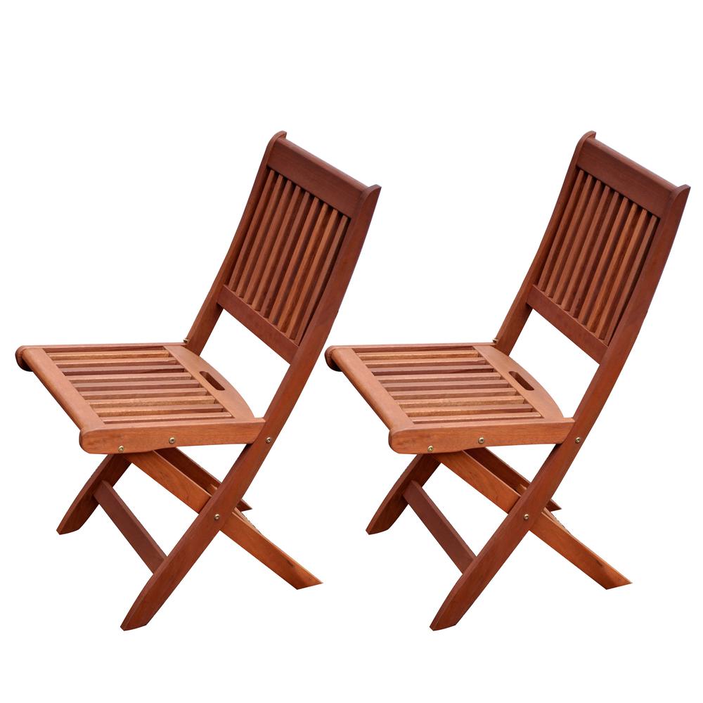 Miramar Cinnamon Brown Hardwood Outdoor Folding Chairs, Set of 2. Picture 2
