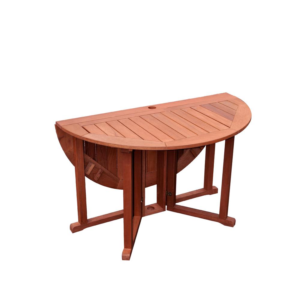 Miramar Cinnamon Brown Hardwood Outdoor Drop Leaf Dining Table. Picture 3
