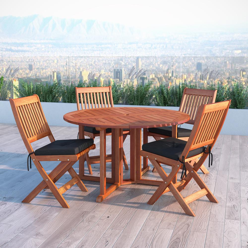 Miramar 5pc Cinnamon Brown Hardwood Outdoor Folding Dining Set. Picture 2