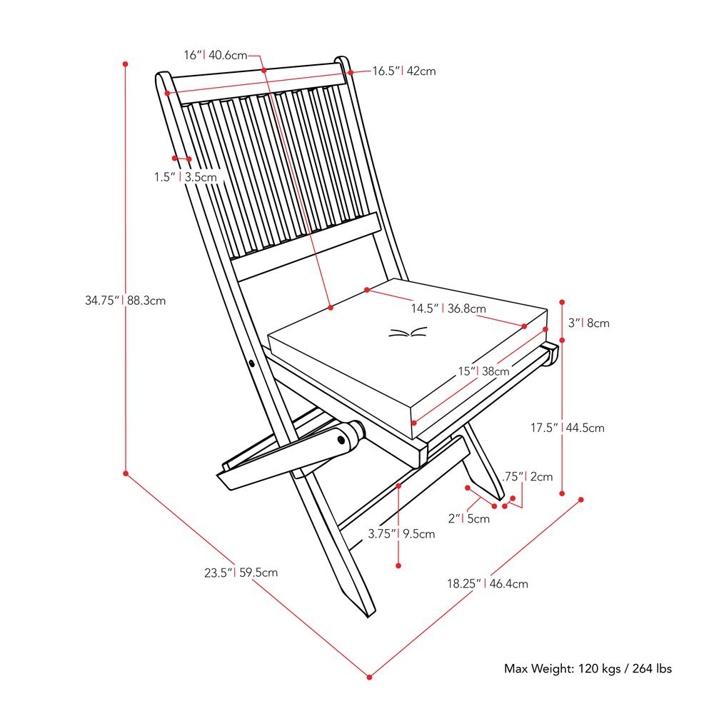CorLiving Miramar Whitewashed Hardwood Outdoor Folding Chairs, 2pc. Picture 6