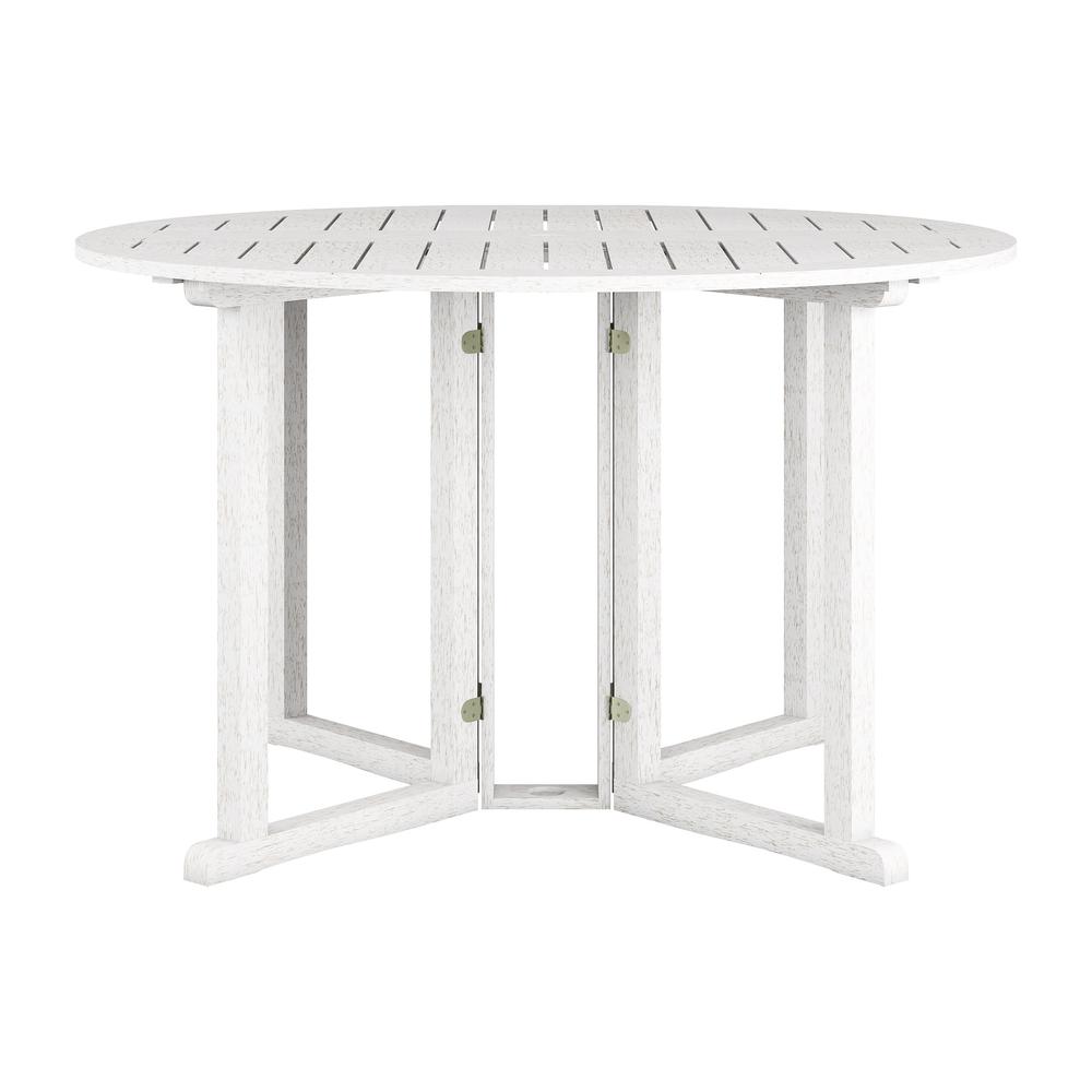 CorLiving Miramar Whitewashed Hardwood Outdoor Drop Leaf Dining Table. Picture 1