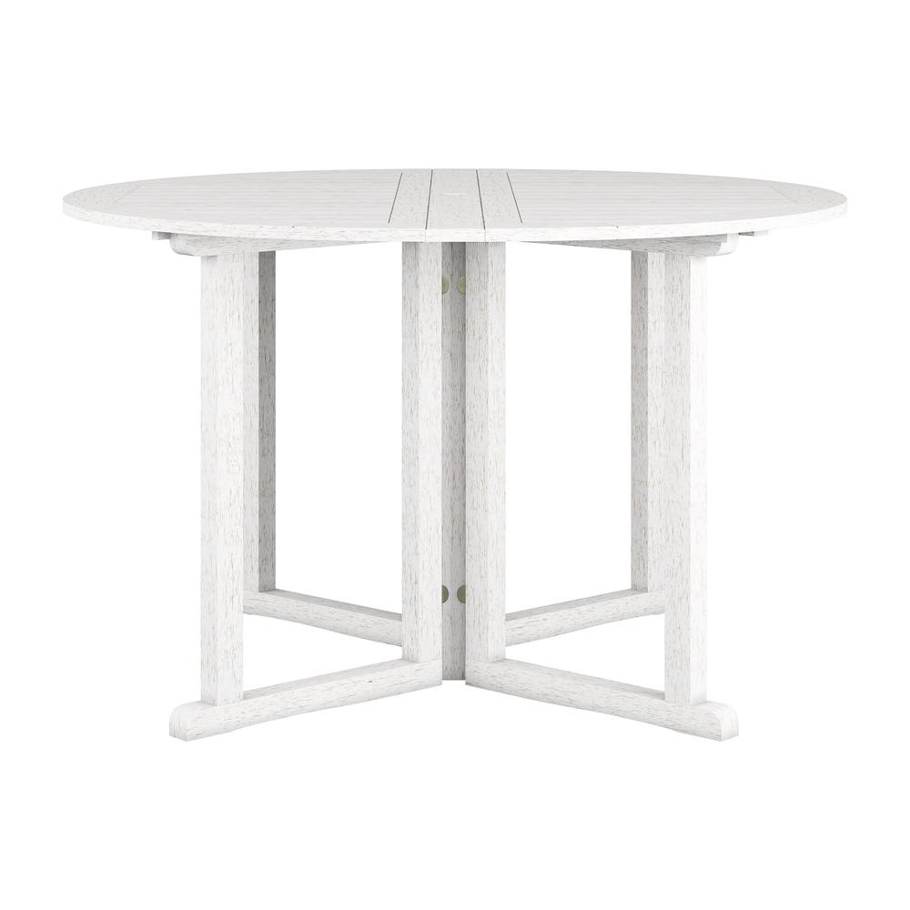 CorLiving Miramar Whitewashed Hardwood Outdoor Drop Leaf Dining Table. Picture 4