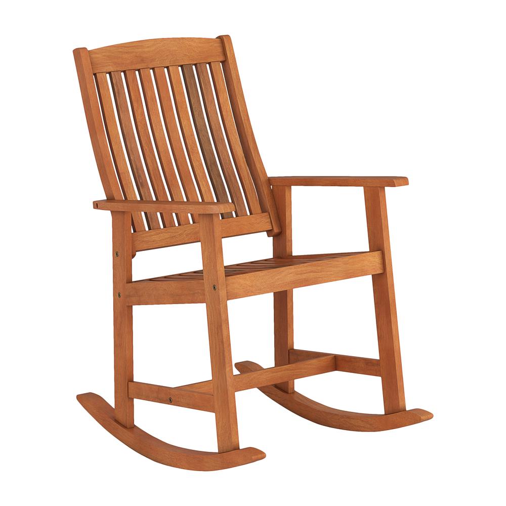 CorLiving Miramar Natural Hardwood Outdoor Rocking Chair. Picture 3