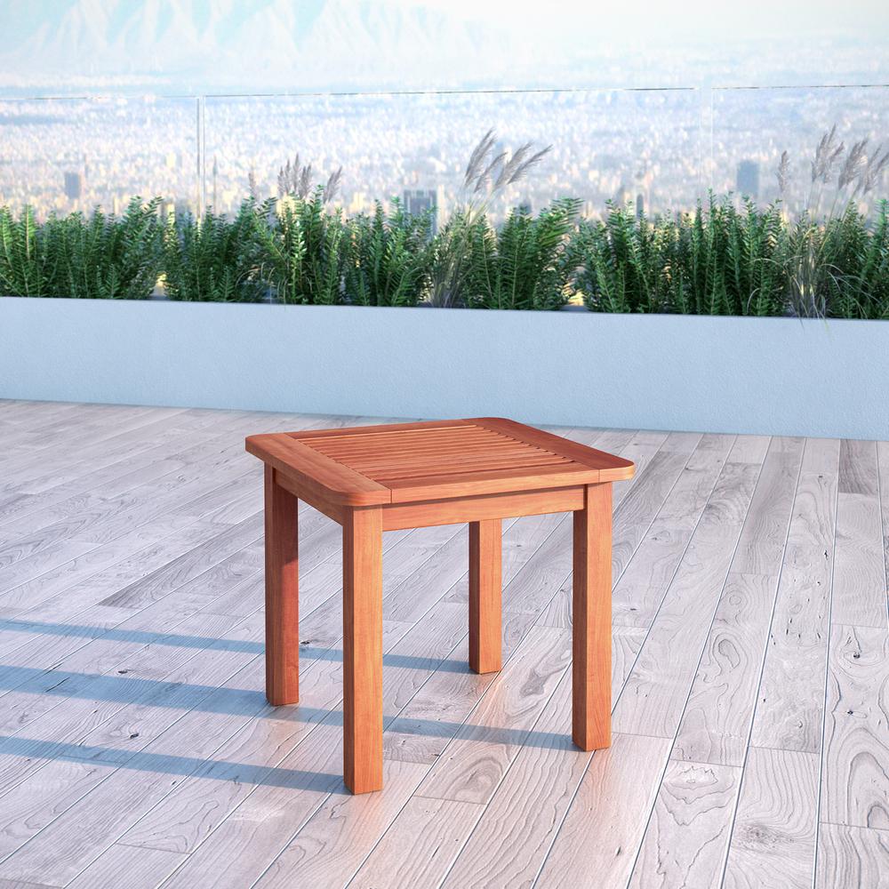 Miramar Cinnamon Brown Hardwood Outdoor Side Table. Picture 3