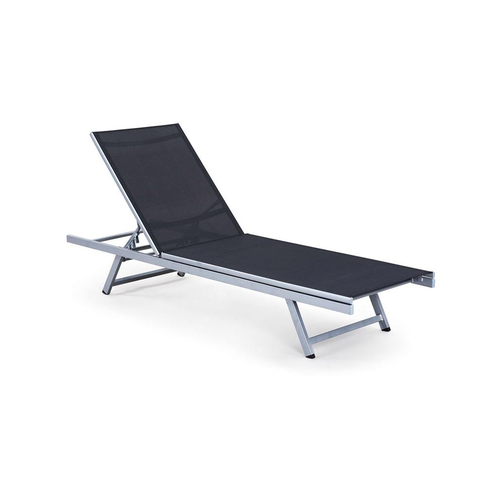 Gallant Weather Resistant Black Mesh Reclining Patio Lounger. Picture 1