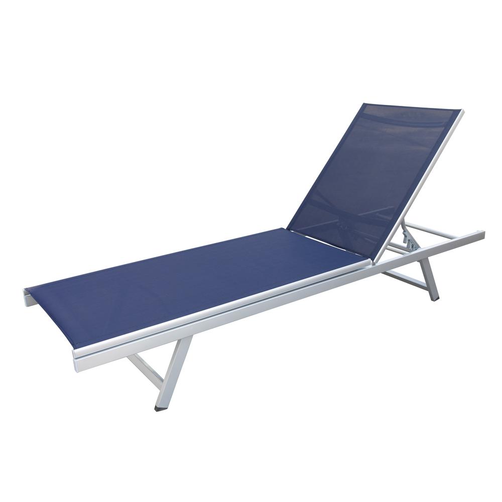 Gallant Weather Resistant Navy Blue Mesh Reclining Patio Lounger. Picture 2