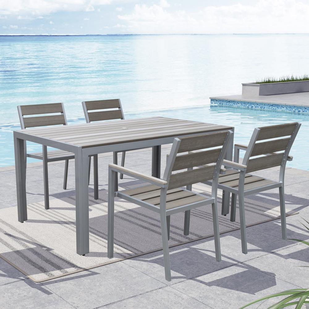 Gallant 5pc Sun Bleached Grey Outdoor Dining Set. Picture 2