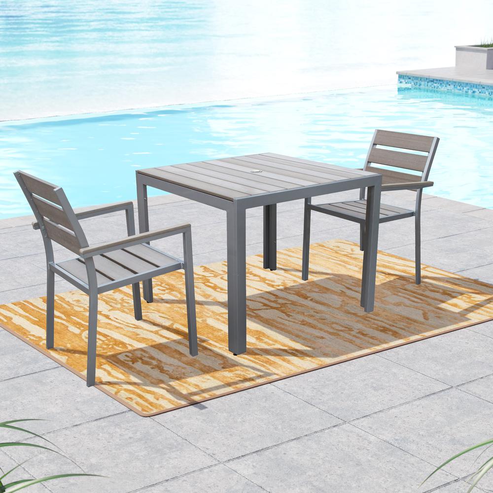 Gallant 3pc Sun Bleached Grey Outdoor Dining Set. Picture 2