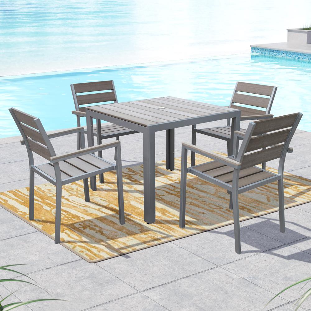 Gallant 5pc Sun Bleached Grey Outdoor Dining Set. Picture 2