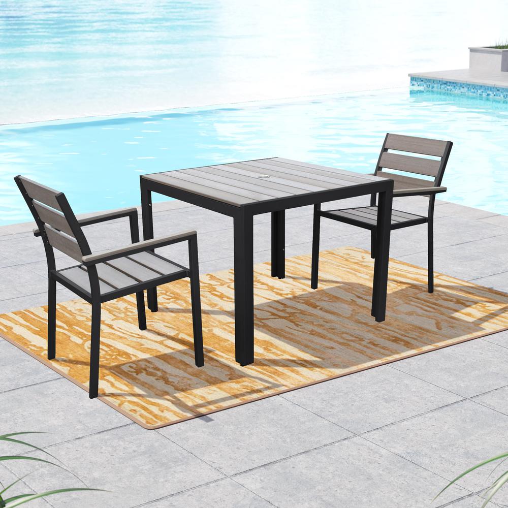 CorLiving 3pc Sun Bleached Black Outdoor Dining Set. Picture 2