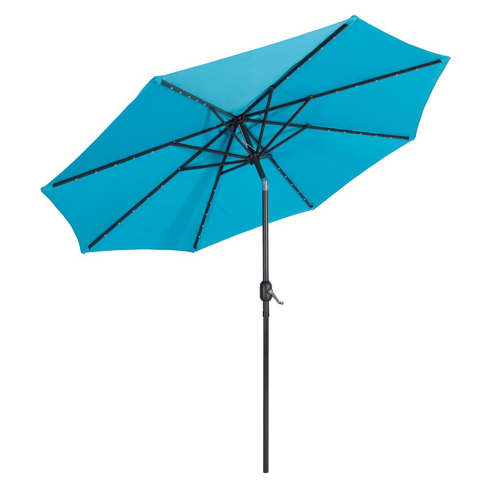 CorLiving 9ft Patio Umbrella with Lights, Tilting, Blue. Picture 2