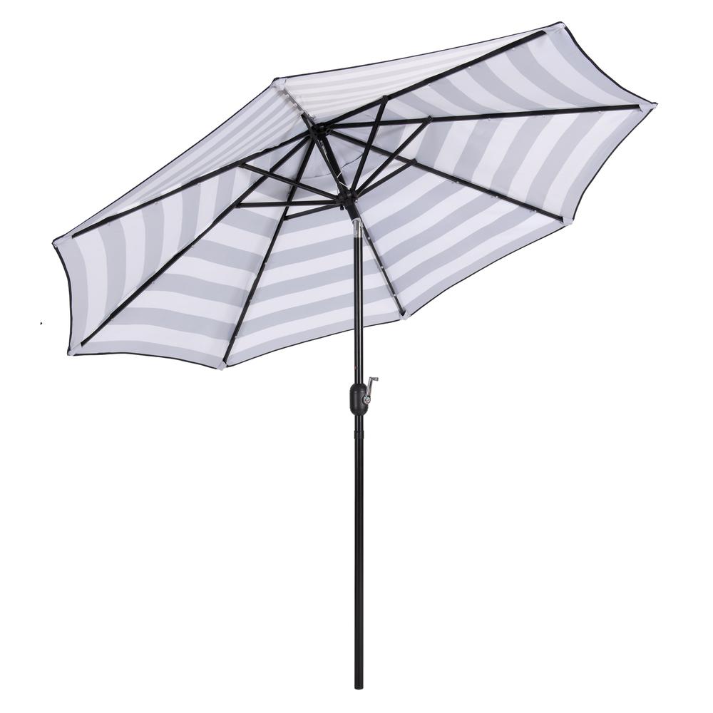 CorLiving 9ft Patio Umbrella with Lights, Tilting, White. Picture 2