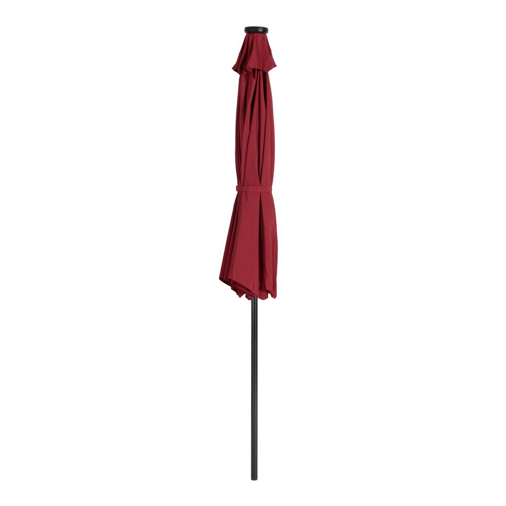 CorLiving 9ft Patio Umbrella with Lights, Tilting, Burgundy. Picture 3