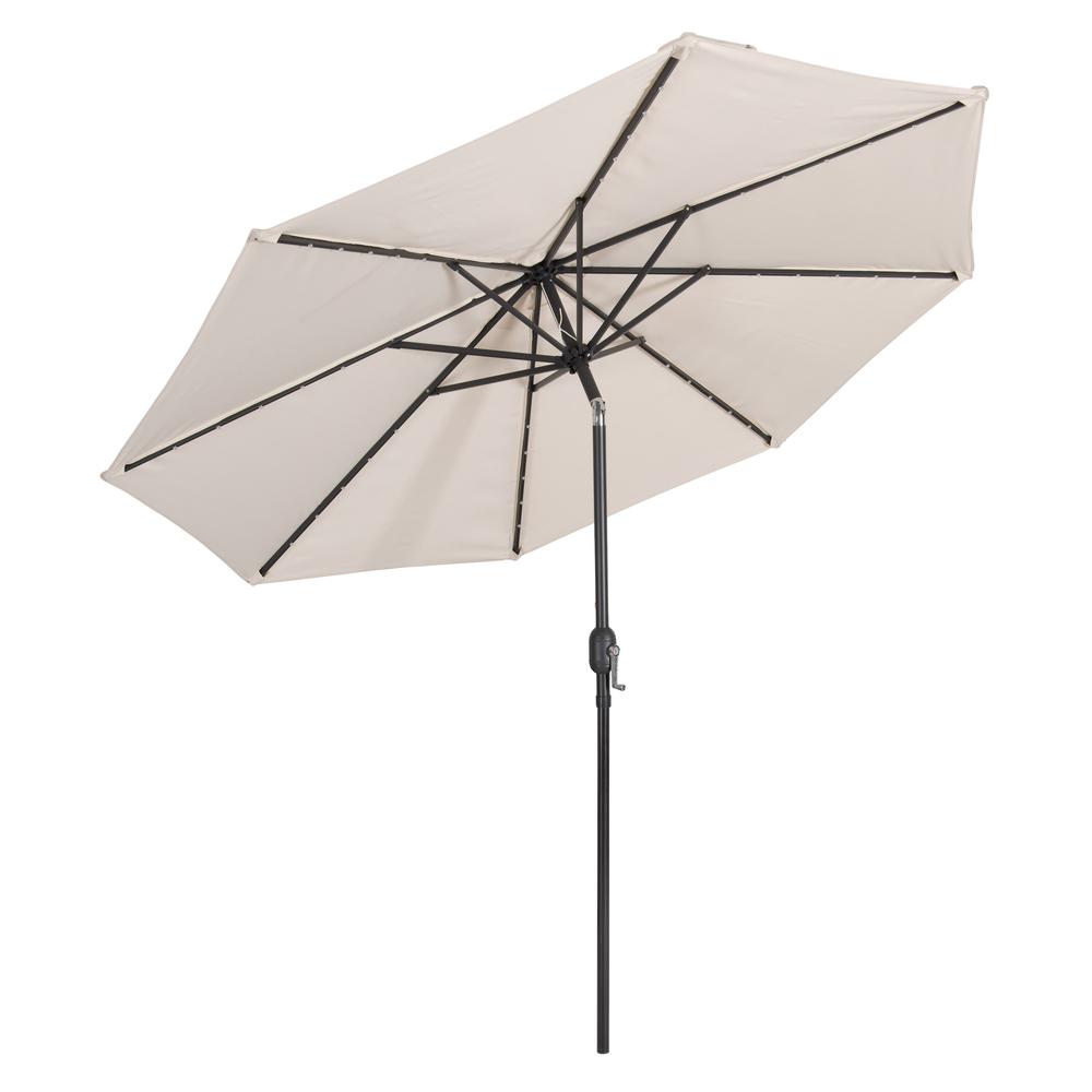 CorLiving 9ft Patio Umbrella with Lights, Tilting, Off White. Picture 2