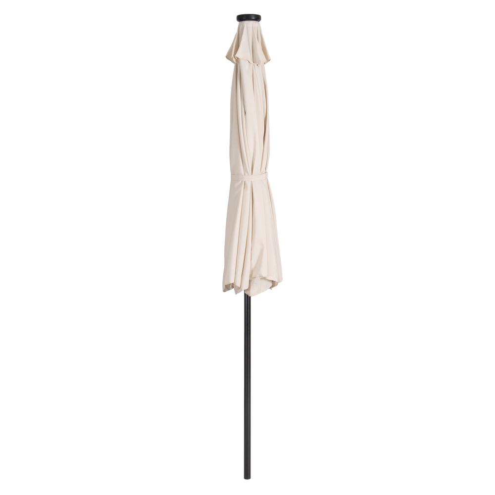 CorLiving 9ft Patio Umbrella with Lights, Tilting, Off White. Picture 3