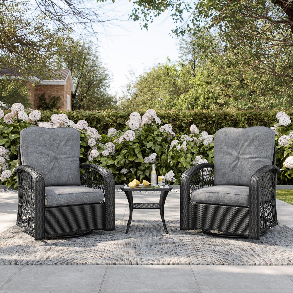 CorLiving Maybelle Swivel Patio Chairs Set, 3pc. Picture 7