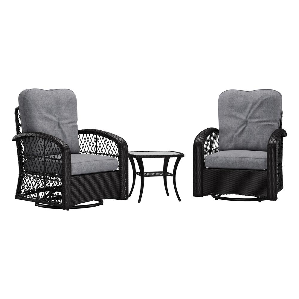 CorLiving Maybelle Swivel Patio Chairs Set, 3pc. Picture 2